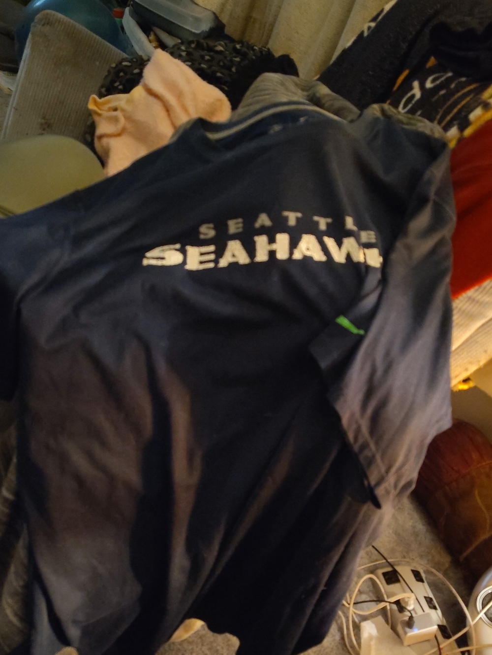Nike Seattle Seahawks Navy Short-Sleeve Shirt with White Logo